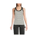 ランズエンド レディース カットソー トップス Women's Drapey Rib Fitted Tank Top Ivory/black stripe(4)