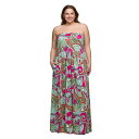24セブンコンフォート レディース ワンピース トップス Plus Size A-Line Strapless Maxi Dress with Pockets Pink Multi