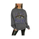 ゲームデイ レディース カットソー トップス Women's Charcoal Baltimore Ravens Long Weekend Premium Fleece Drop Shoulder Pullover Sweatshirt Charcoal