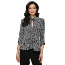 アレックスイブニングス レディース カットソー トップス Petite Mandarin-Collar Jacket & Top Set Black/White
