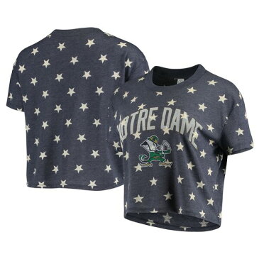 オルタナティヴ アパレル レディース Tシャツ トップス Notre Dame Fighting Irish Alternative Apparel Women's Headliner Stars Cropped TriBlend TShirt Navy