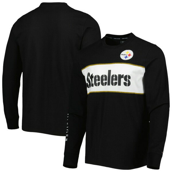 トミー ヒルフィガー メンズ Tシャツ トップス Pittsburgh Steelers Tommy Hilfiger Peter Team Long Sleeve TShirt Black