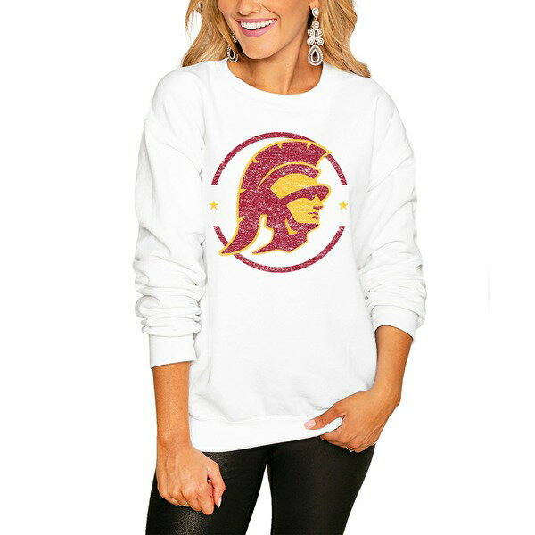 ゲームデイ レディース パーカー・スウェットシャツ アウター USC Trojans Women's End Zone Pullover Sweatshirt White