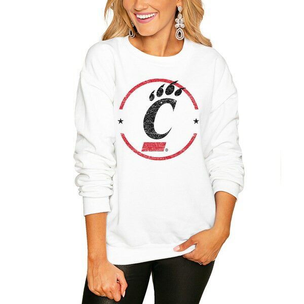 ゲームデイ レディース パーカー・スウェットシャツ アウター Cincinnati Bearcats Women's End Zone Pullover Sweatshirt White