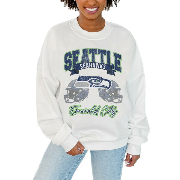 ゲームデイ レディース パーカー・スウェットシャツ アウター Seattle Seahawks Gameday Couture Women's Passing Time Pullover Sweatshirt White