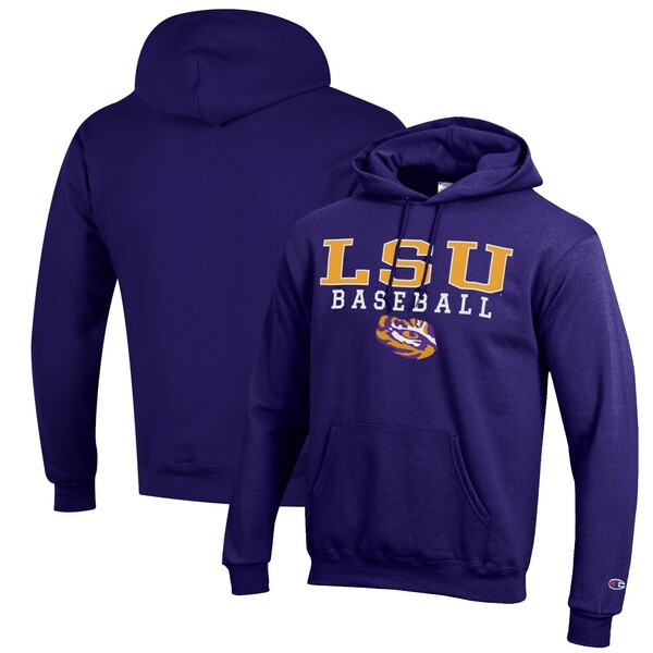 チャンピオン メンズ パーカー スウェットシャツ アウター LSU Tigers Champion Baseball Stack Pullover Hoodie Purple