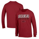 チャンピオン メンズ Tシャツ トップス Arkansas Razorbacks Champion Soccer Stack Logo Long Sleeve TShirt Cardinal