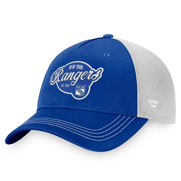ファナティクス レディース 帽子 アクセサリー New York Rangers Fanatics Branded Women's Fundamental Trucker Adjustable Hat Navy/White