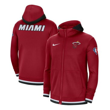 ナイキ メンズ パーカー・スウェットシャツ アウター Men's Miami Heat 75th Anniversary Performance Showtime Hoodie Full-Zip Jacket Red