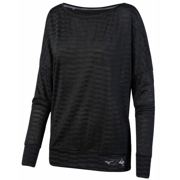 ミズノ レディース シャツ トップス Mizuno Women's April Ross Flow Volleyball Long Sleeve Top Black