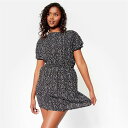 【送料無料】 アイソウイットファースト レディース ワンピース トップス Printed Skater Mini Dress BLACK