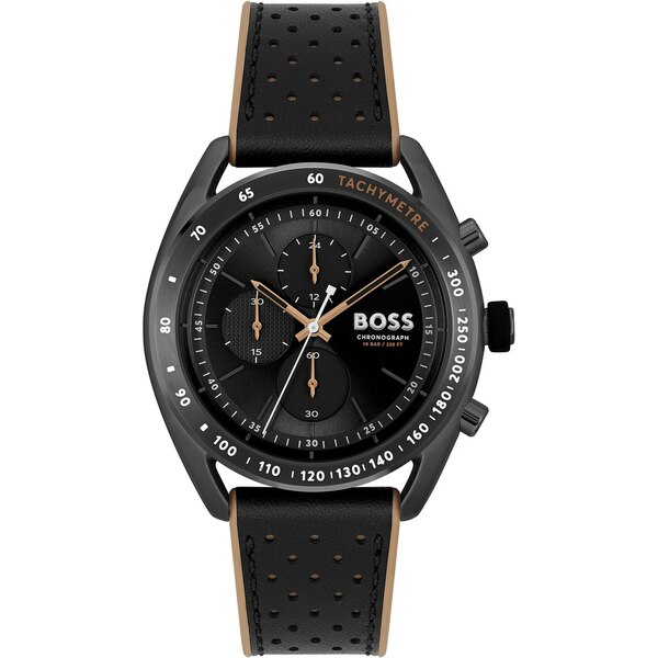 【送料無料】 ボス レディース 腕時計 アクセサリー Gents BOSS Centre Court Black Leather Strap Watch Black