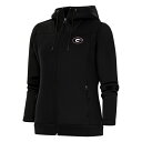 アンティグア レディース パーカー・スウェットシャツ アウター Georgia Bulldogs Antigua Women's Protect FullZip Hoodie Black