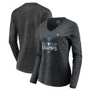 t@ieBNX fB[X TVc gbvX New York City FC Fanatics Branded Women's 2021 MLS Cup Champions Locker Room Long Sleeve VNeck TShirt Heathered Charcoal