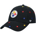 フォーティーセブン レディース 帽子 アクセサリー Pittsburgh Steelers '47 Women's Multi Confetti Clean Up Adjustable Hat Black