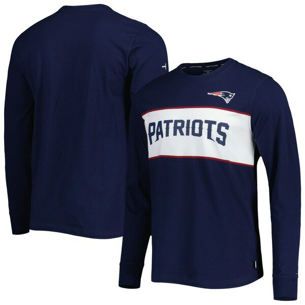 トミー ヒルフィガー メンズ Tシャツ トップス New England Patriots Tommy Hilfiger Peter Team Long Sleeve TShirt Navy