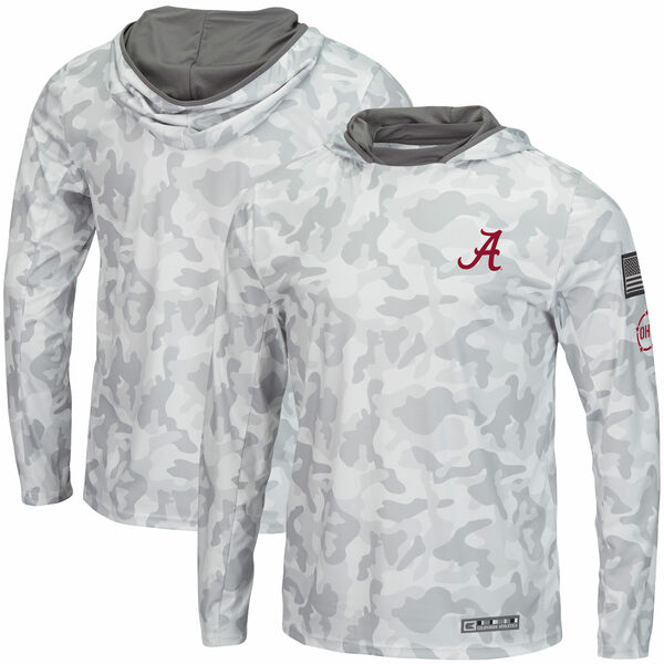 楽天astyコロシアム メンズ Tシャツ トップス Alabama Crimson Tide Colosseum OHT Military Appreciation Long Sleeve Hoodie Top Arctic Camo