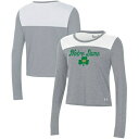 アンダーアーマー レディース Tシャツ トップス Notre Dame Fighting Irish Under Armour Women 039 s Vault Cropped Long Sleeve TShirt White/Gray