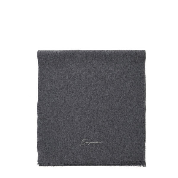 ジャクエムス メンズ マフラー・ストール・スカーフ アクセサリー Grey Rectangular Scarf With Logo L..