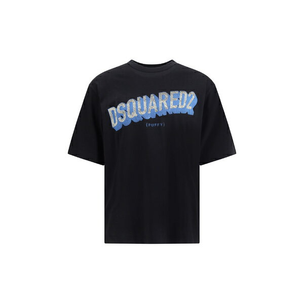 ディースクエアード メンズ Tシャツ トップス Logoed T-shirt BLACK/BLUE