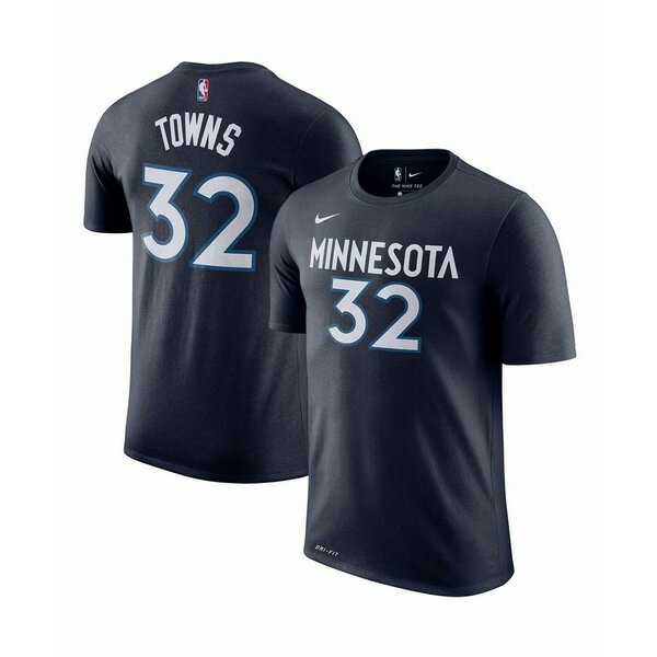 ナイキ メンズ Tシャツ トップス Men's Karl-Anthony Towns Navy Minnesota Timberwolves Player Name and Number Performance T-shirt Navy