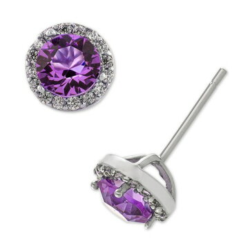 ジャニ ベルニーニ レディース ピアス＆イヤリング アクセサリー Fine Crystal Round Halo Stud Earrings in Sterling Silver, Created for Macy's Dark Purple