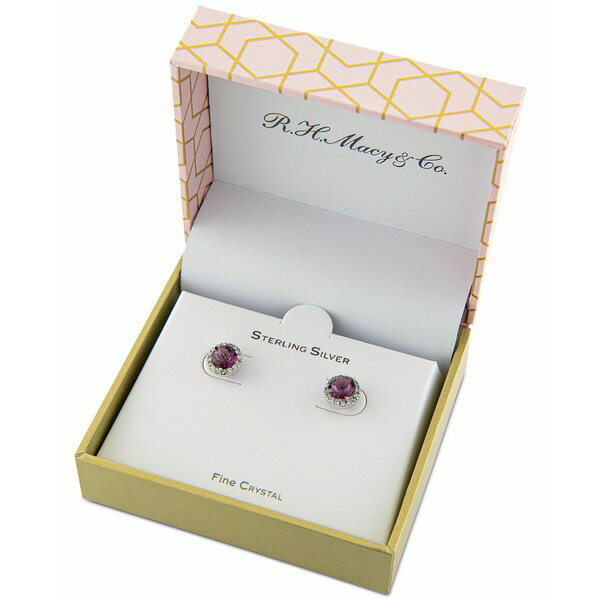 ジャニ ベルニーニ レディース ピアス＆イヤリング アクセサリー Fine Crystal Round Halo Stud Earrings in Sterling Silver, Created for Macy's Dark Purple