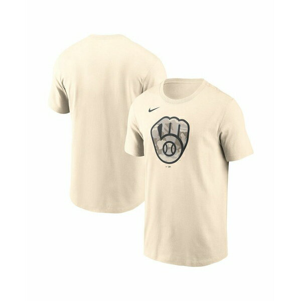 ナイキ メンズ シャツ トップス Men's Cream Milwaukee Brewers Camo Logo T-Shirt Cream(4)