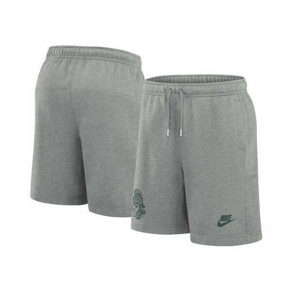 ナイキ メンズ カジュアルパンツ ボトムス Men's Heather Gray Michigan State Spartans Legacy Essential Fleece Shorts Heather Gray