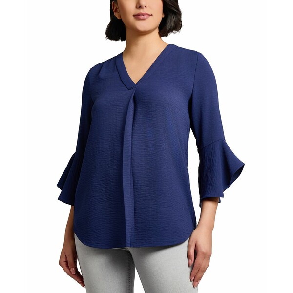 ジョーンズニューヨーク レディース カットソー トップス Women's V-Neck Bell-Sleeve Blouse Pacific ..
