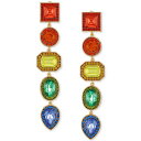 ゲス レディース ピアス&イヤリング アクセサリー Gold-Tone Rainbow Rhinestone Clip-On Linear Drop Earrings Gold(4)