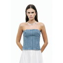 ノクチューン レディース カットソー トップス Women's Stoned Strapless Denim Crop Top Indigo blue
