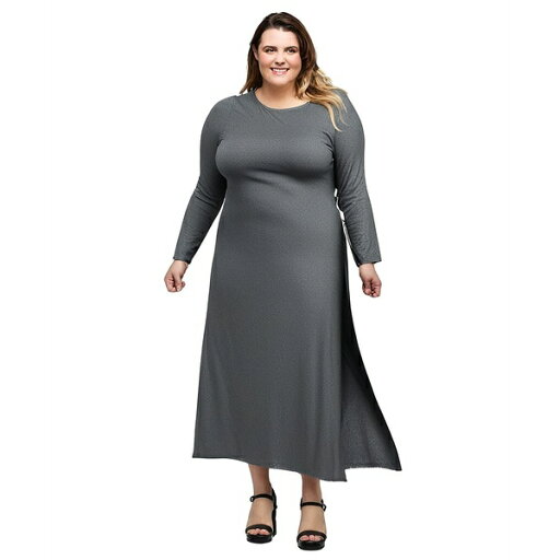 24セブンコンフォート レディース ワンピース トップス Plus Size Long Sleeve Side Slit Fitted Maxi Dress Grey 24セブンコンフォート レディース ワンピース トップス Plus Size Long Sleeve Side Slit Fitted Maxi Dress Grey