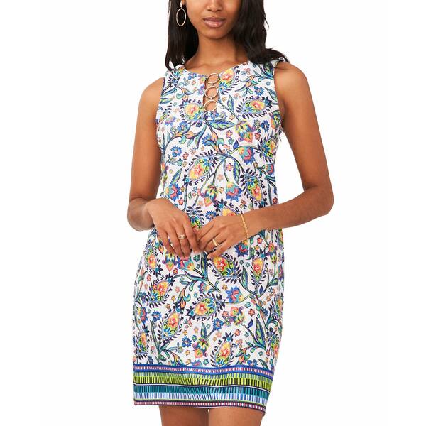 ミスク レディース ワンピース トップス Petite Paisley Three-Ring Sleeveless Shift Dress Jbs Navy