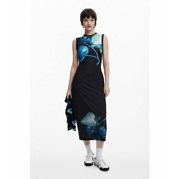 デジグアル レディース ワンピース トップス Women's Fitted cherry dress Black