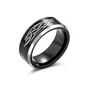 ブリング メンズ リング アクセサリー Laser Etched Catholic Religious Black Christ Thorn Titanium ...