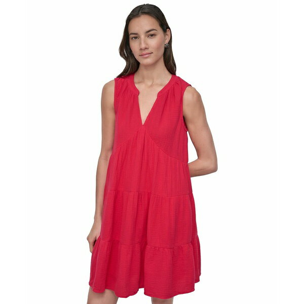ダナキャランニューヨーク レディース ワンピース トップス Women's Cotton Gauze Sleeveless Mini Dress AZL - AZALEA