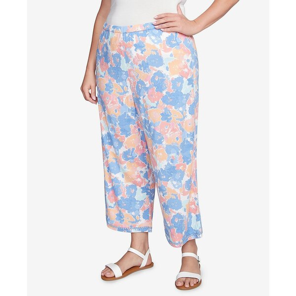 ルビーロード レディース カジュアルパンツ ボトムス Plus Size Floral Print Soft Capri Pants Periwinkle Multi