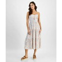 セルフエスティーム レディース ワンピース トップス Juniors' Floral Lace-Up Sweetheart Midi Dress White F...