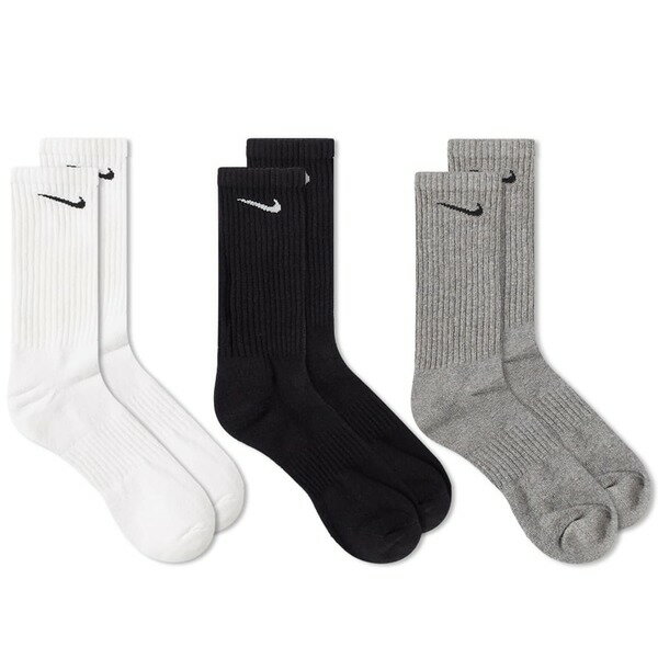 ナイキ メンズ 靴下 アンダーウェア Nike Cotton Cushion Crew Sock - 3 Pack Grey