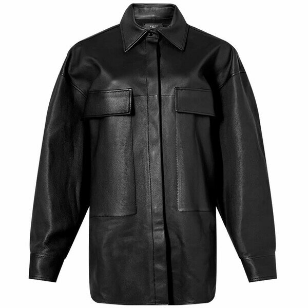 アミリ レディース シャツ トップス AMIRI Workwear Leather Shirt Black