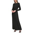 ダナ キャラン ニューヨーク レディース ワンピース トップス Women's Jewel-Neck Long-Sleeve Metallic Gown Black/silver