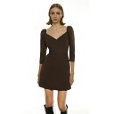 ノクチューン レディース ワンピース トップス Women's Sweetheart Neckline Dress Brown