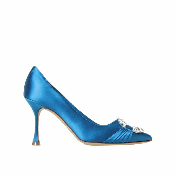 マノロブラニク レディース ヒール シューズ Maida 090 Satin Pumps Blue