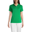 ランズエンド レディース カットソー トップス Women's Short Sleeve Solid Active Polo Vibrant clover(4)