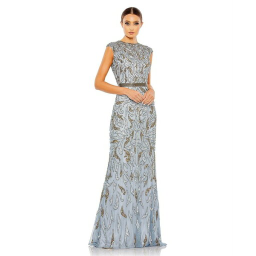 マックダガル レディース ワンピース トップス Women's Embellished Illusion Cap Sleeve Column Gown Platinum gold マックダガル レディース ワンピース トップス Women's Embellished Illusion Cap Sleeve Column Gown Platinum gold