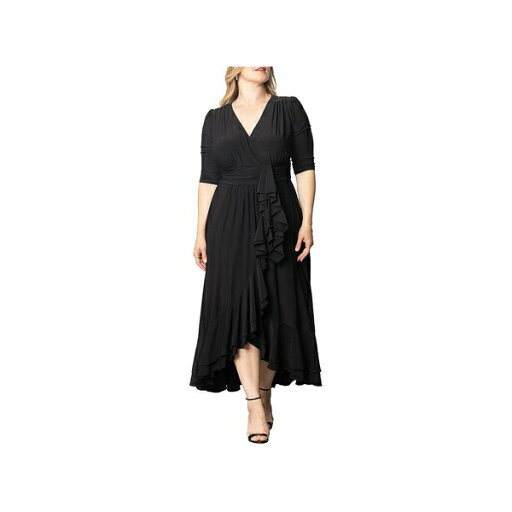 キヨナ レディース ワンピース トップス Plus Size Veronica Ruffled Evening Gown Onyx キヨナ レディース ワンピース トップス Plus Size Veronica Ruffled Evening Gown Onyx