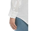 ラファエラ レディース カットソー トップス Plus Size Easy Linen Long Sleeve Button-Down Shirt White