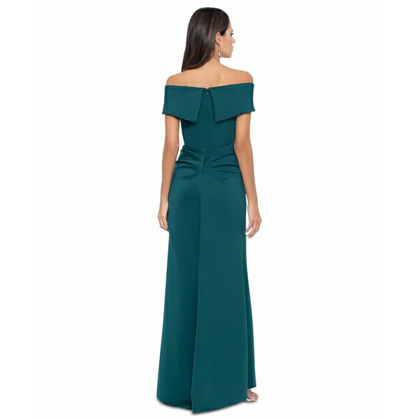 エスケープ レディース ワンピース トップス Petite Off-The-Shoulder Ruffle Gown Hunter
