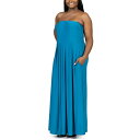 24セブンコンフォート レディース ワンピース トップス Plus Size Strapless Maxi Dress with Pockets Teal